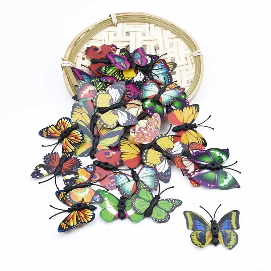 

50Pieces Plastic Butterfly Fridge Sticker Christmas Wedding Home Room Yard Decoration Accessories Artificial Plants Diy Gift Box