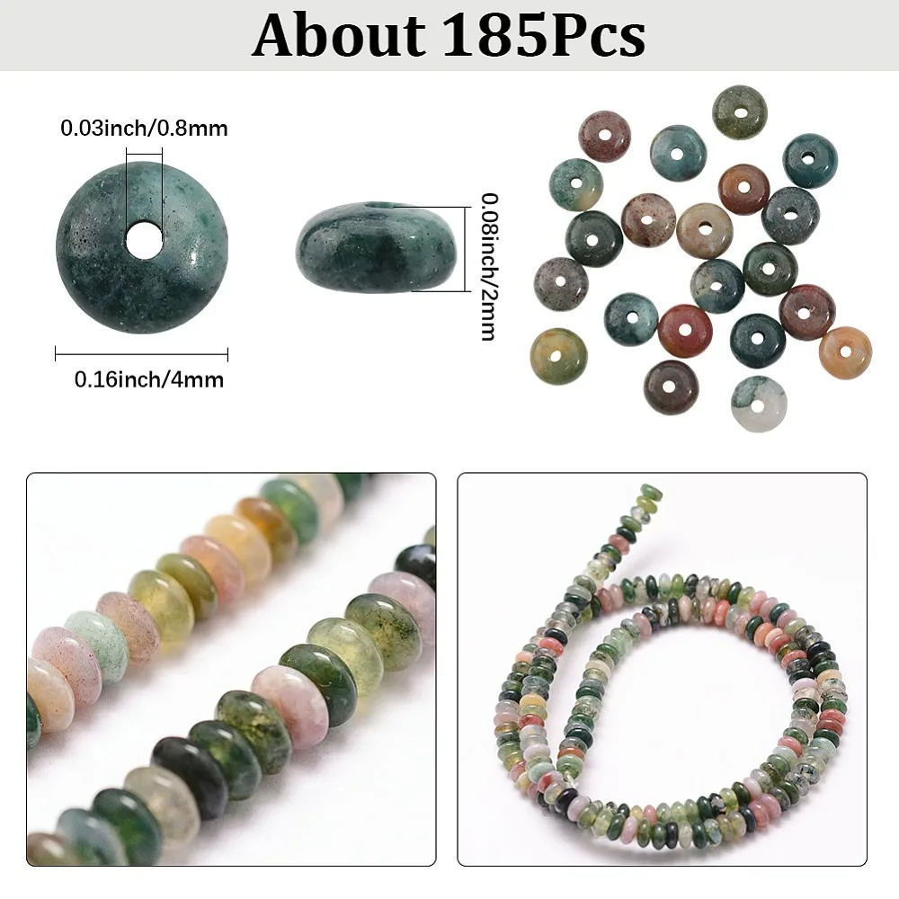 1 Strand Indian Agate Beads Strands Rondelle 4x2mm Hole: 0.8mm 185pcs/strand 15.7 inch(40cm)