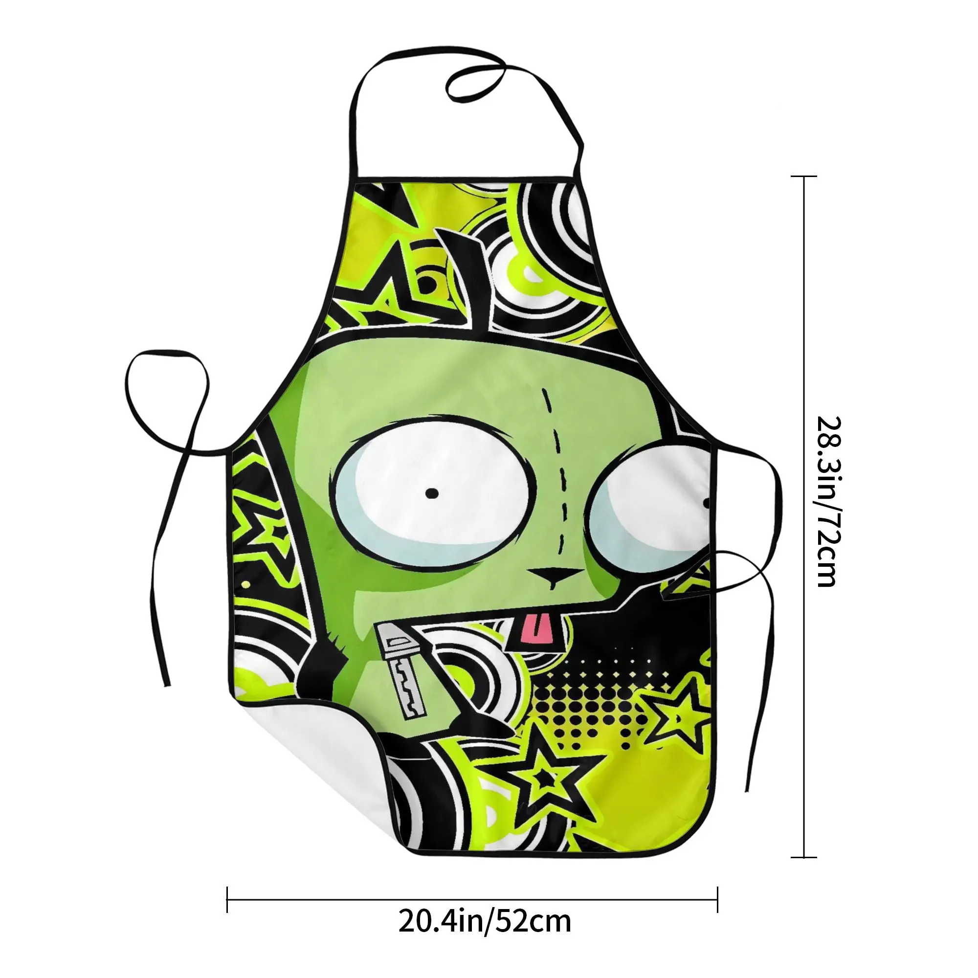 Invaders Zims Alien Cartoon Apron  Manicure Barbecue Kitchen Accessories Cleaning Fashionable Aprons without Pocket