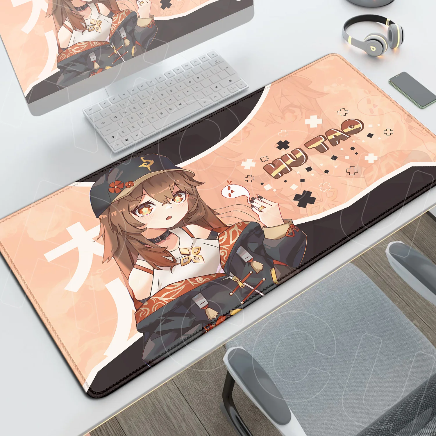 

Anime Girls Laptop Decor Extended Mouse Pad Genshin Impact Gamer Speed Keyboard Hu Tao Office Long Desk Mat Non-slip Accessories