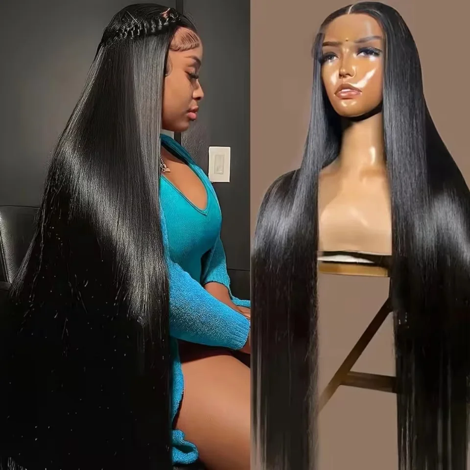 13x6 Lace Front Wigs Human Hair for Women 200 Density 13x6 HD Transparent Lace Front Wigs Human Hair Pre Plucked Straight Glueless Lace Frontal Wigs Natural Black