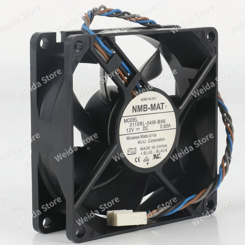 Original NMB 3110RL-04W-B86 8025 12V 0.65A 4-wire 8CM 80X80X25MM temperature-controlled cooling fan