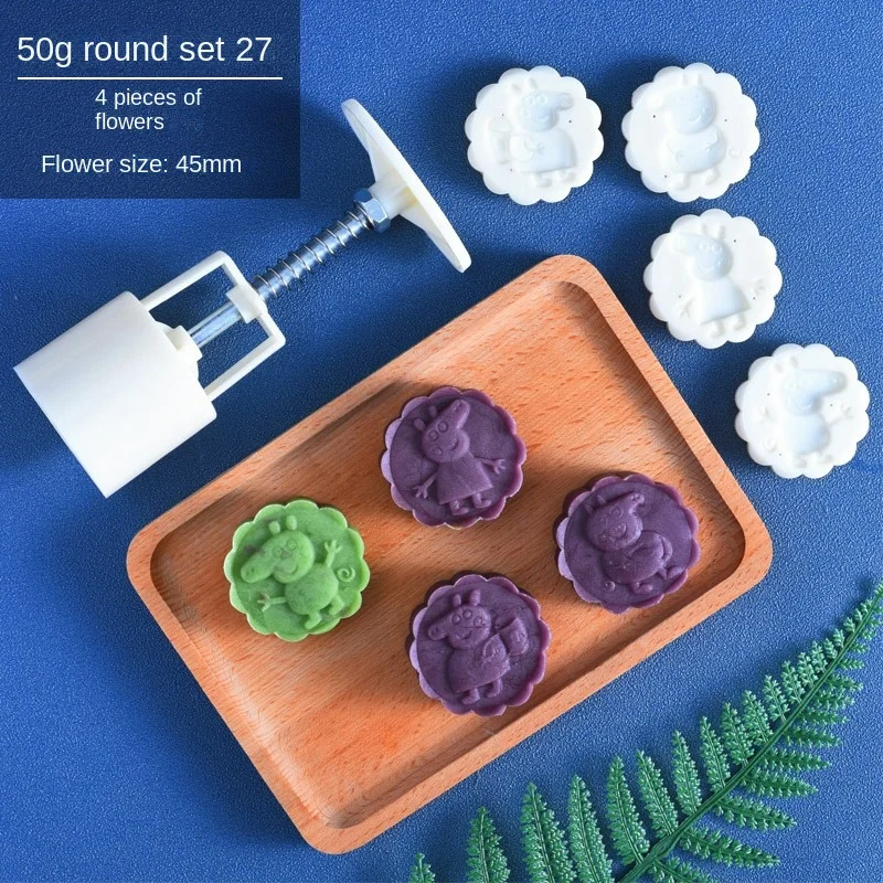 Creative Mooncake Mold Mid-Autumn Festival Hand-pressed Mooncake Set Handmade DIY Ice Skin Mung Bean Pastry Mooncake Baking Mold