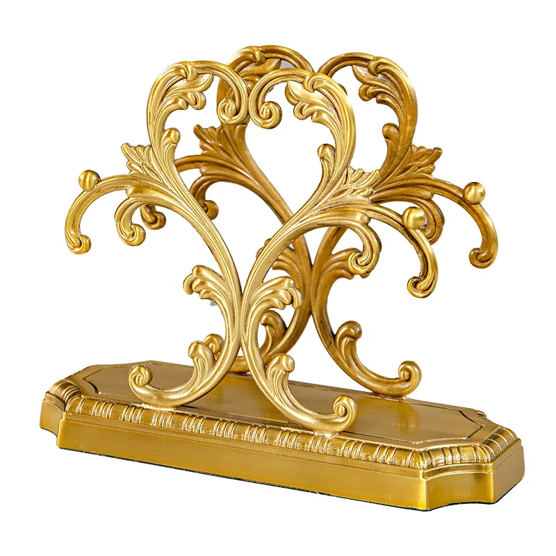 

Retro American light luxury brass dining room tissue holder tissue box storage living room dining table hand wipe napkin box