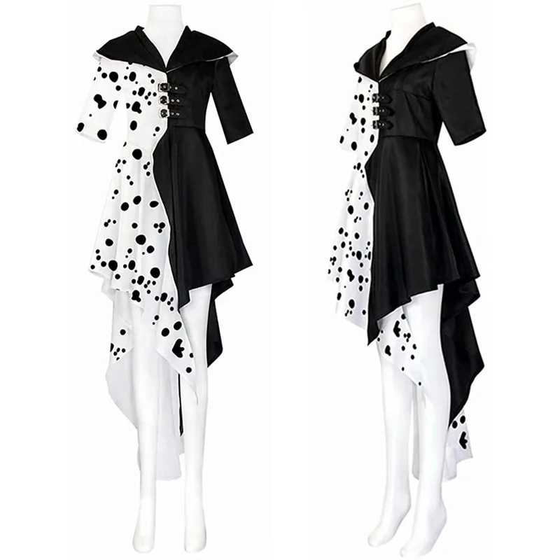 New Halloween 101 Loyal Dog Costume As Cruella De Vil Spotted Dress Stage Show Costume Halloween Costumes for Women