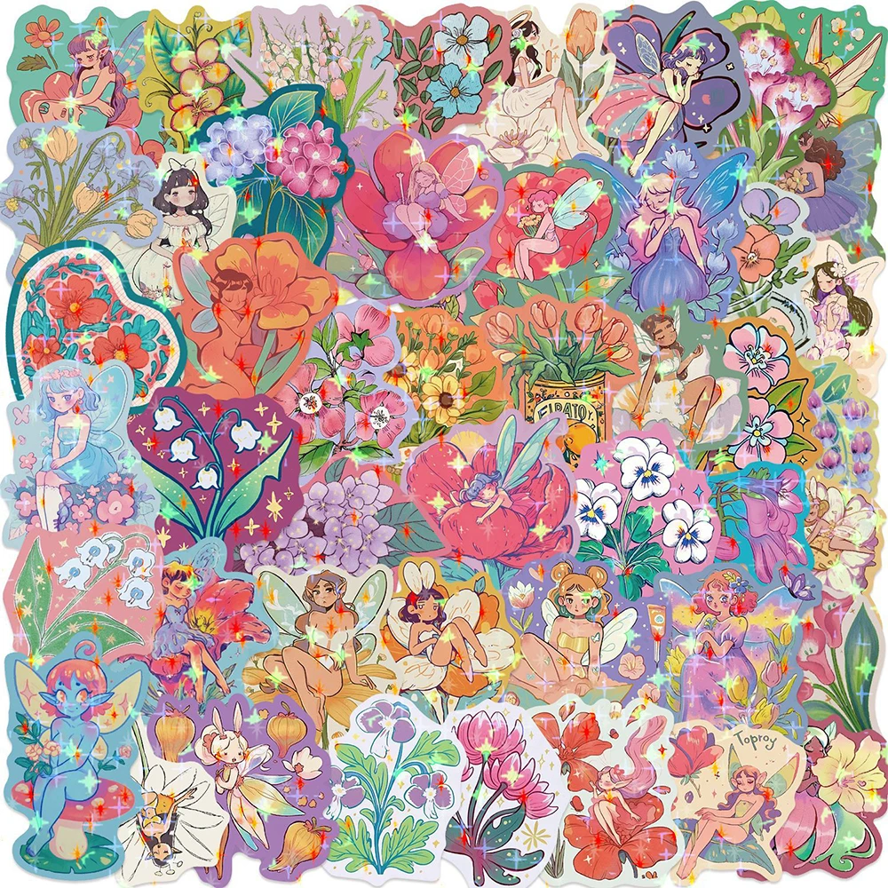 

10/30/50pcs Kawaii Cartoon Flowers Fairy Graffiti Stickers Waterproof DIY Scrapbook Laptop Guitar Car Cute Aesthetic Sticker Toy