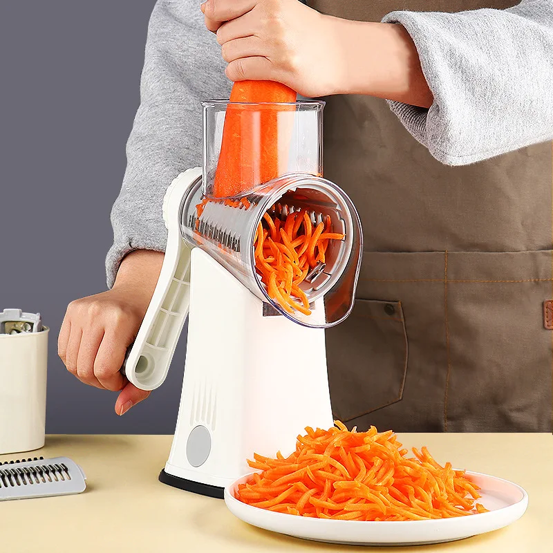 Multi-function Hand Rock Drum Vegetable Cutter Shredded Cheese Kitchen Gadgets Potato Cut Wave Slice Grater