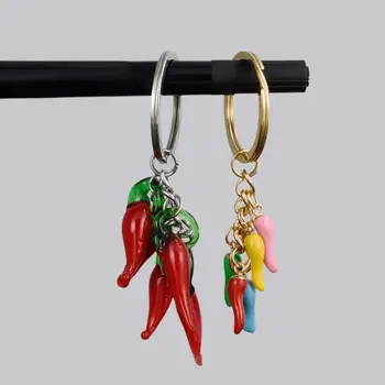 1 ks z nerezové oceli korejské ženy štěstí roh italský cornicello přívěsek klíčenka šperky vtipné zeleninové pálivé papriky brolok hromadně 10 nejlepší prodej Klíčenka s kořením - №9