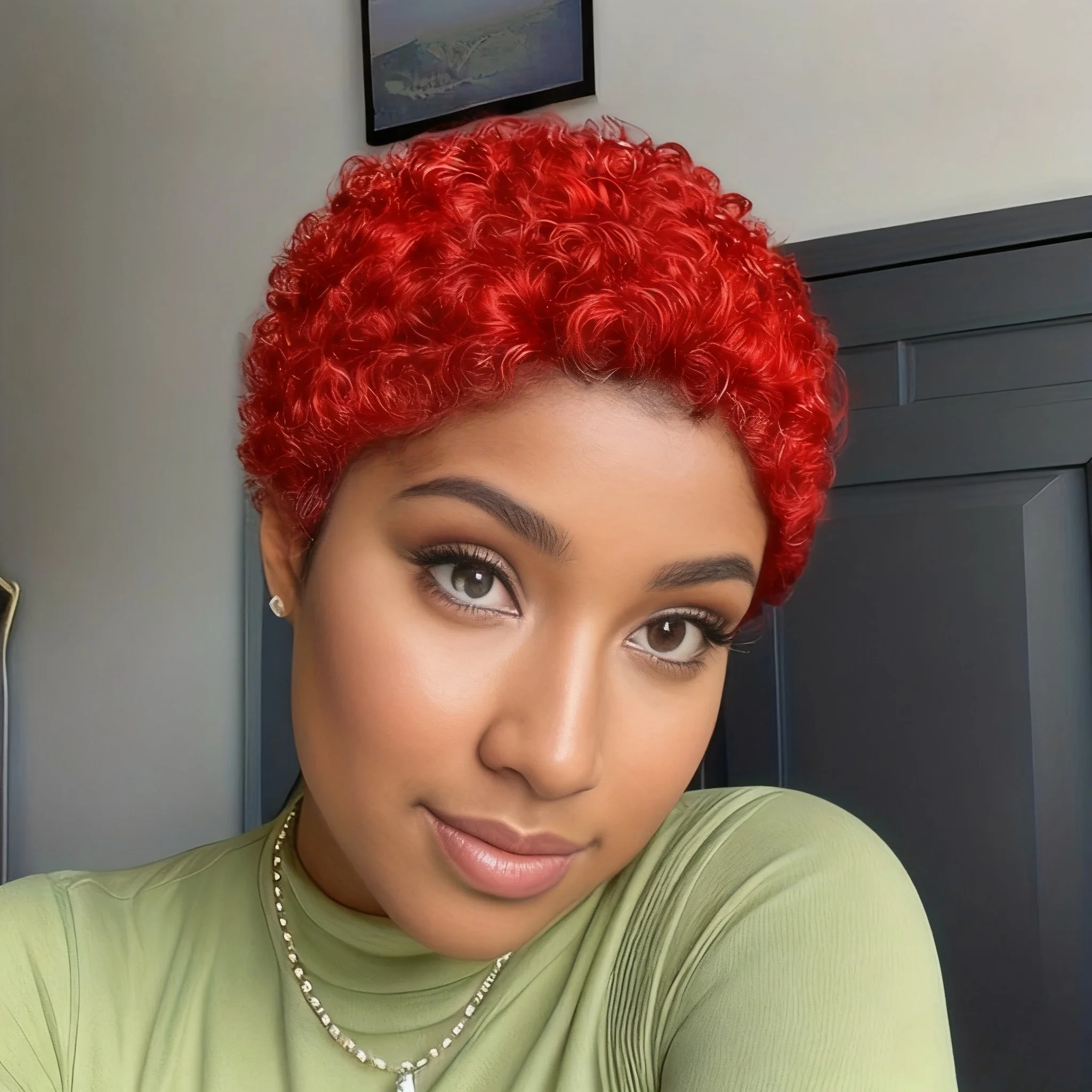 أحمر قصير الأفرو غريب مجعد عابث قطع الباروكات للنساء شعر الإنسان مجعد موجة كامل آلة صنع شعر مستعار #2