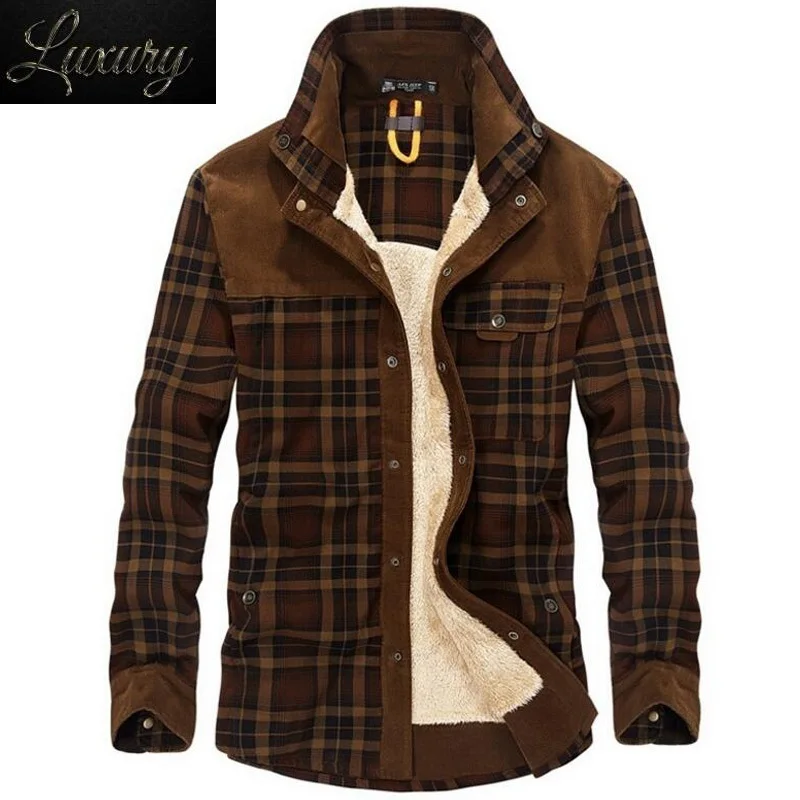 

Brand Shirt Men Winter Thick Warm s Wool Fleece Plaid Casual Long Sleeves Male Military Flannel High Quality Clothing