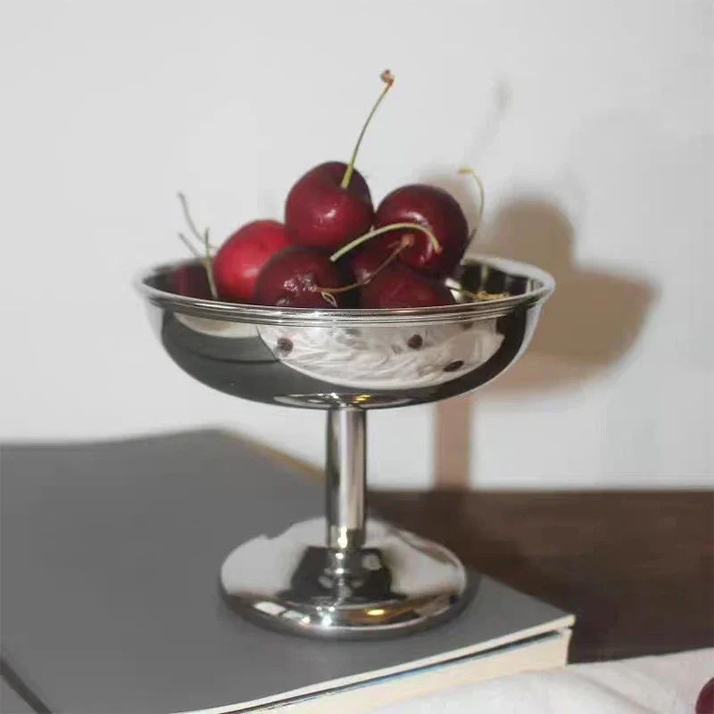 Stainless Steel Cup Ice Cream Dessert Salad Bowl Fruit Plate Snack Dish Multifunctional Wine Cup Home Kitchen Container