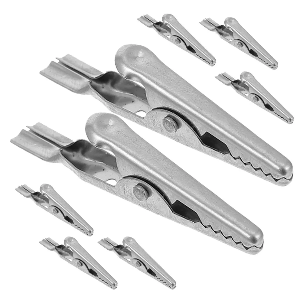 Kit de 8 pinces crocodiles robustes en acier inoxydable 304 pour câbles de test électriques, idéal pour les projets électroniques DIY