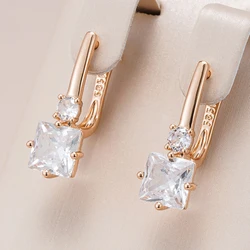Kienl Hot Square Natural Zircon Drop Earring for Women 585 Rose Gold Color Wedding Accessories High Quality Daily Fine Jewelry
