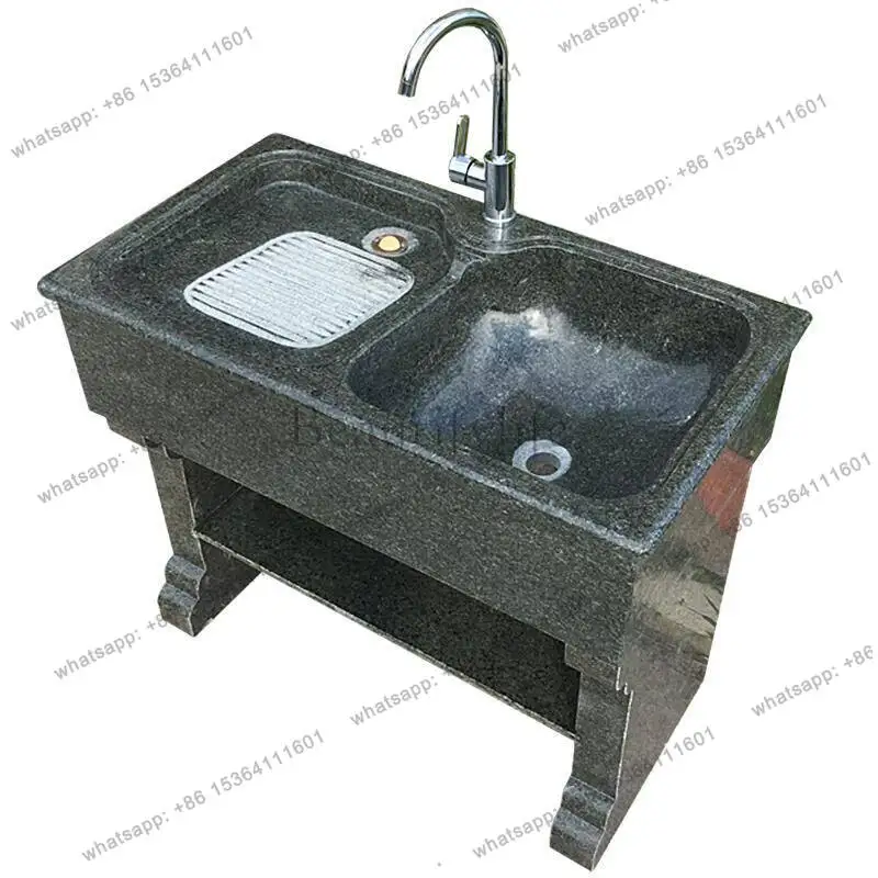 Outdoor marble laundry pool with rubbing board Outdoor courtyard Balcony Sink basin