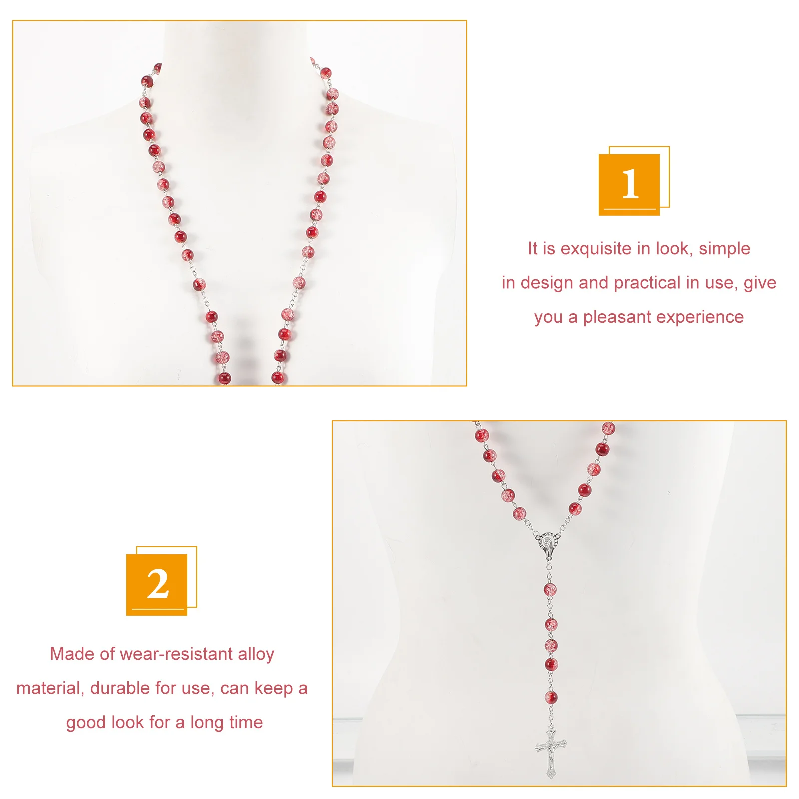 

Rosary Necklace for Baptism Christening Gifts for First Communion Wedding Party Favor Decoration Alloy Cross