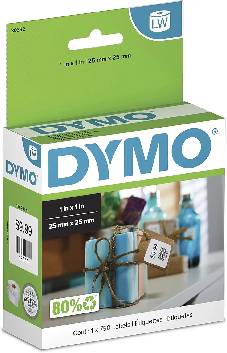 

Multi-Purpose Square Labels for LabelWriter Printers, 1" x 1", 750 Labels per Roll, Ideal for Barcodes