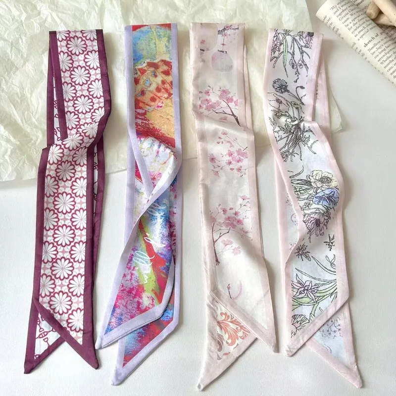 

Retro Purple Long Skinny Scarf New Chinese Style Hair Tie Bag Strap Ribbon Matching Hanfu Shirt Fashion Women Elegant Accessory