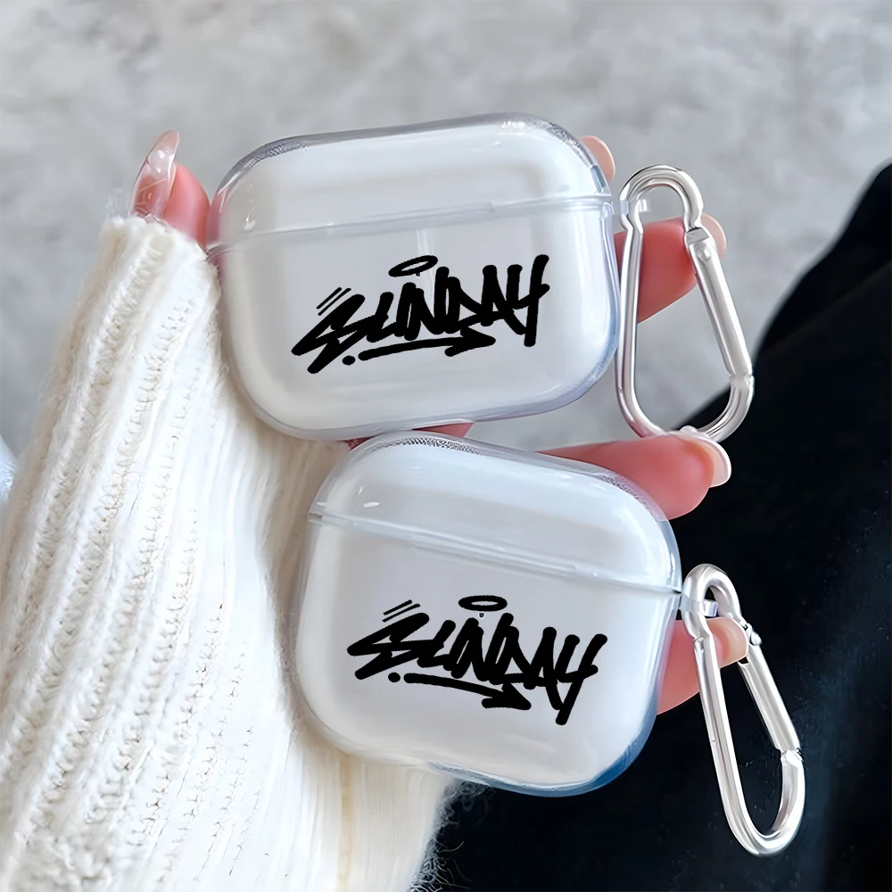 Art Graffiti Text Pattern Clear Earphone Case for AirPods Pro 3/Pro 2/Pro Earbuds Case for AirPods 4/3/2/1 TPU Protective Cover view 3
