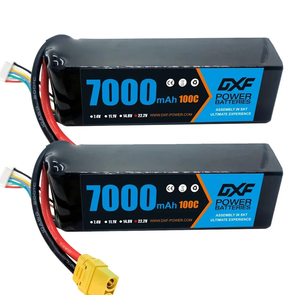 2PCS DXF Lipo 6S 22.2V Battery 7000mAh 100C Racing Series SoftCase For RC Car boat Truck Evader BX Truggy 1/8 Buggy