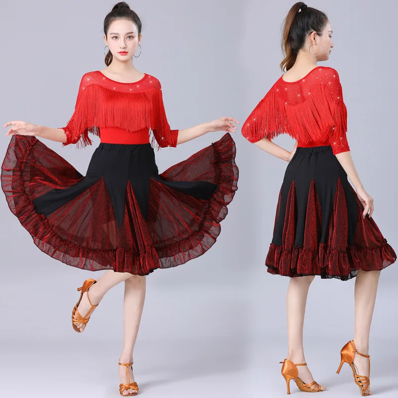 Big swing skirt suit adult training clothes table performance clothes latin dance dress ballroom dance accessories