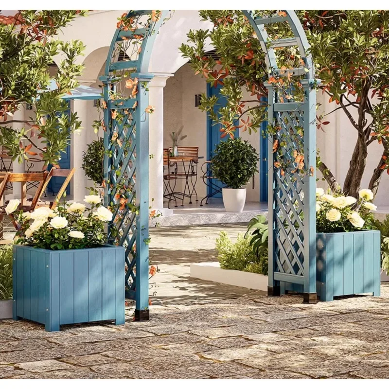 

Outer courtyard decorative garden fence fence grid wooden door