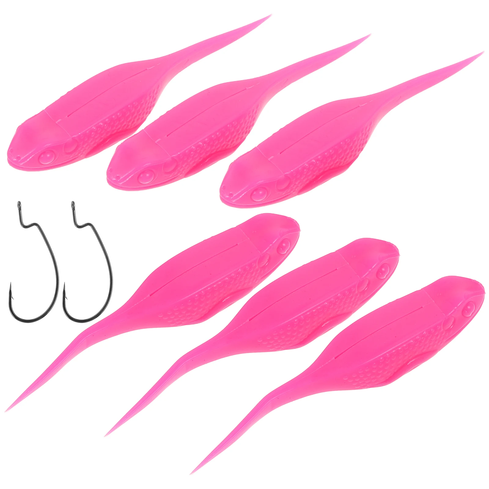

6 Pcs Pink Soft Fishing Baits Artificial Tadpole Lures Reusable Portable Swim Bait for Bass Minnow Lakes Rivers Streams