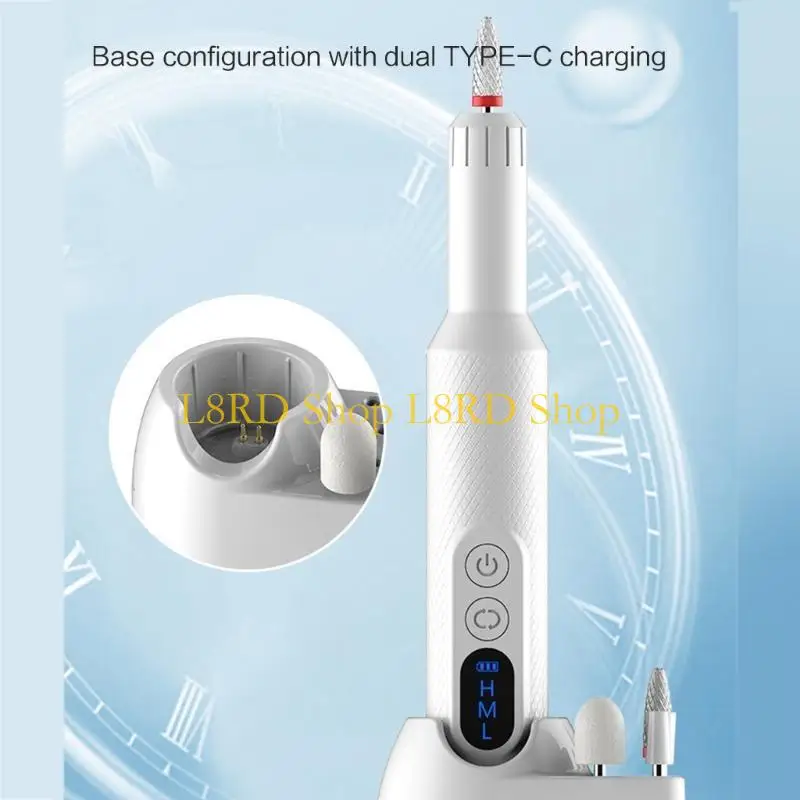 L8RD Wireless Drill Machine Rechargeable Electric File for Manicure Pedicure with 3-Speed Adjustable Rotation Nails Tool