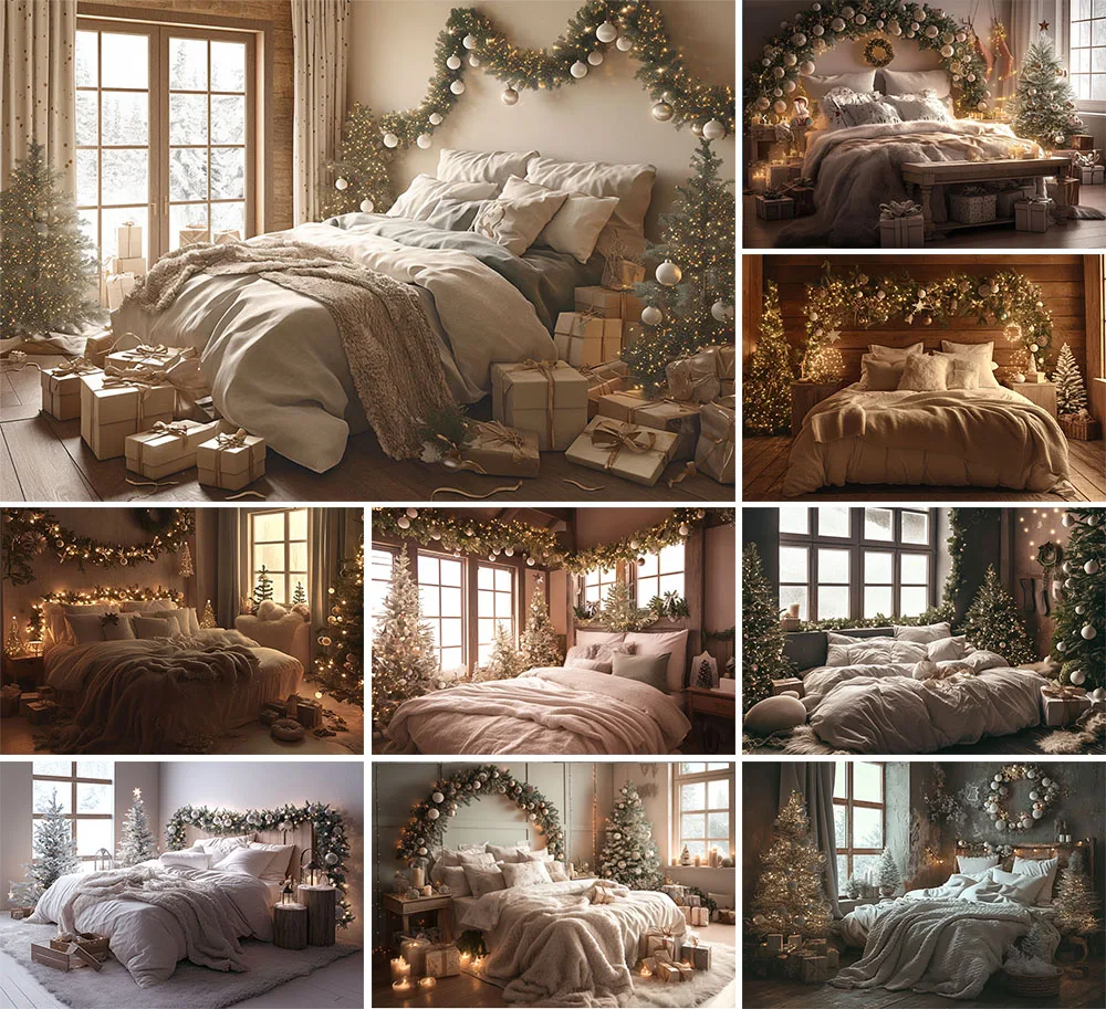 

Mehofond Photography Backdrop Christmas Headboard Family Festival Portrait Pillow Glitter Scene Decor Backgrounds Photo Studio
