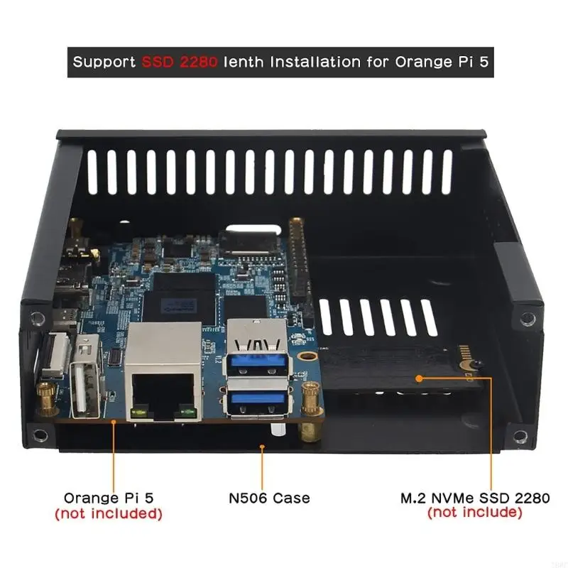 Caja metálica T8WC N506 con ventilador refrigeración y disipadores térmicos para 5/5B Admite instalación NVMe