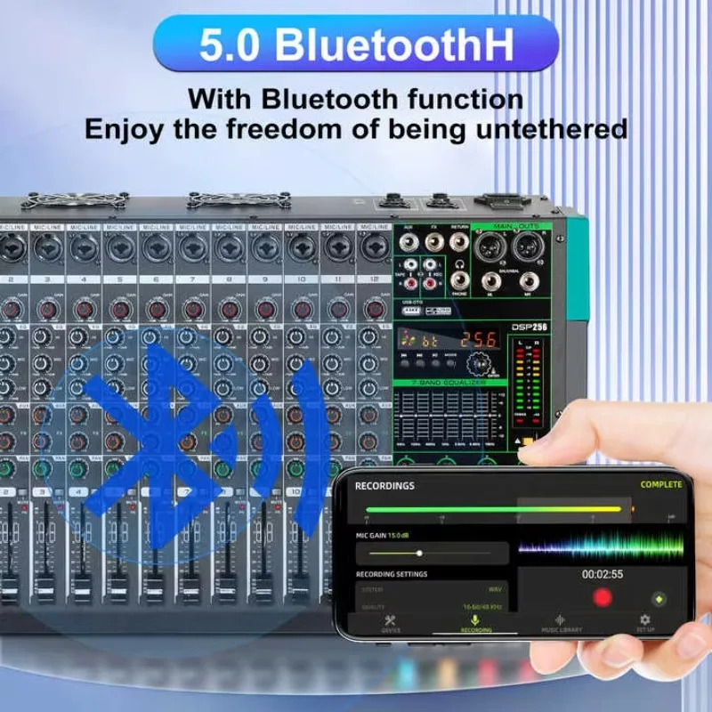 COOYINKA الرقمية 256 تأثيرات مكبر للصوت خلاط 12 قناة عالية الطاقة جهاز مزج الصوت 800Wx2 معادلة صدى الصوت #3