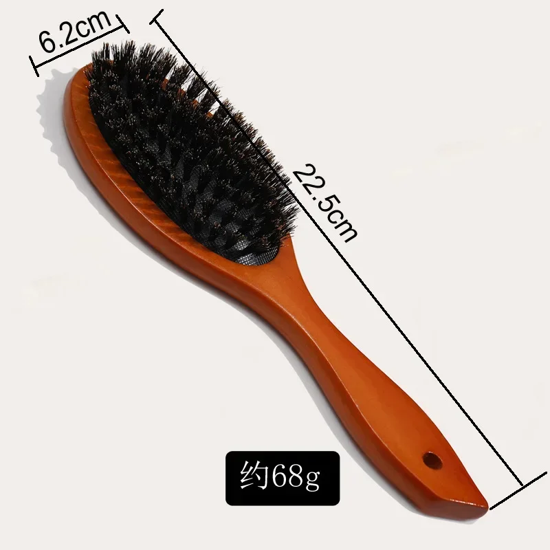 Natural Boar Bristle Hairbrush Massage Comb Anti-static Hair Scalp Paddle Brush Beech Wooden Handle Hair Brush Comb Styling Tool