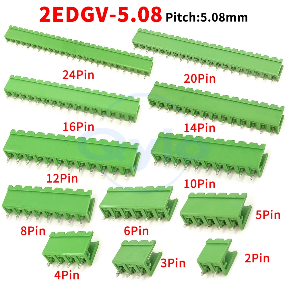 (1 pcs) KF 2EDGV Plug-in Terminal Block 5.08mm 15EDGV Straight Pin Socket 2~24P DG2EDGV 5.08