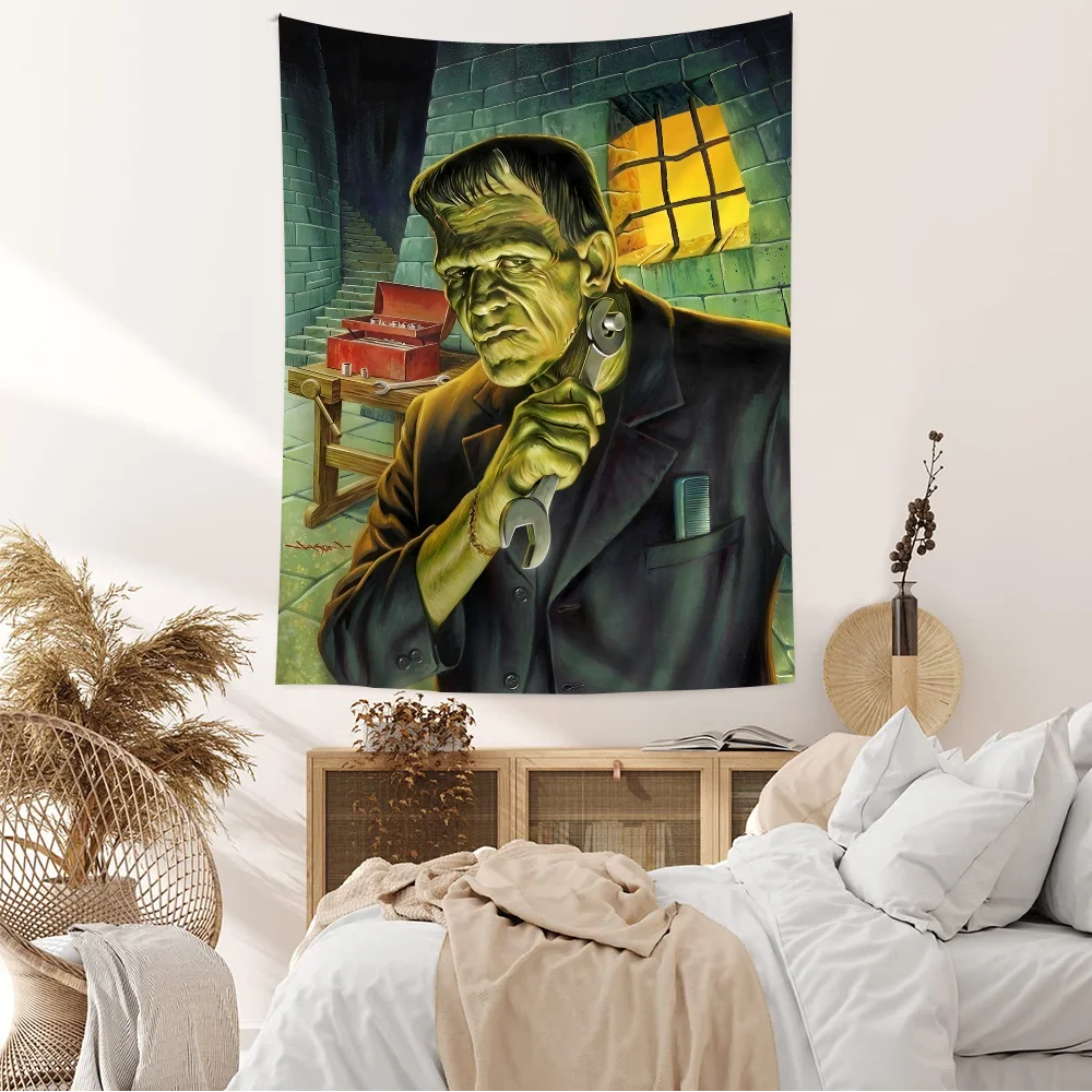 Frankenstein Classic Horror Movie Anime Tapestry Hanging Tarot Hippie Wall Rugs Dorm Home Decor