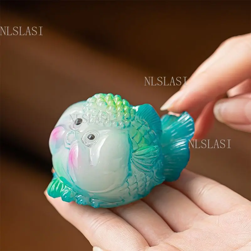 Heat‑Sensitive Color Changing Puffer Fish Tea Pet Resin Cute Pufferfish Statue Desktop Ornament for Kung Fu Tea Table Decor