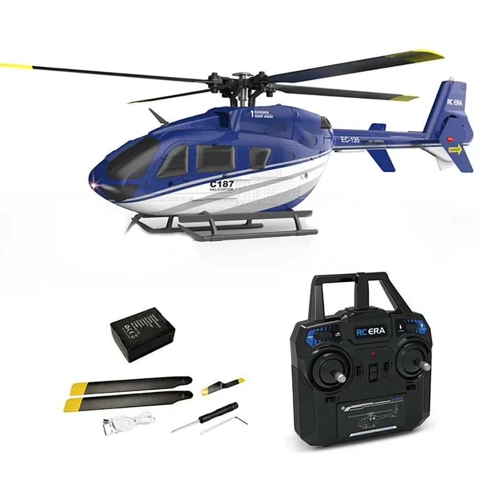 RC ERA C187 Pro EC135 Scaled 1:48 RC Helicopter 4CH 6-Axis Gyro Flybarless Metal Roter Head Remote Control Hobby Toys -RTF