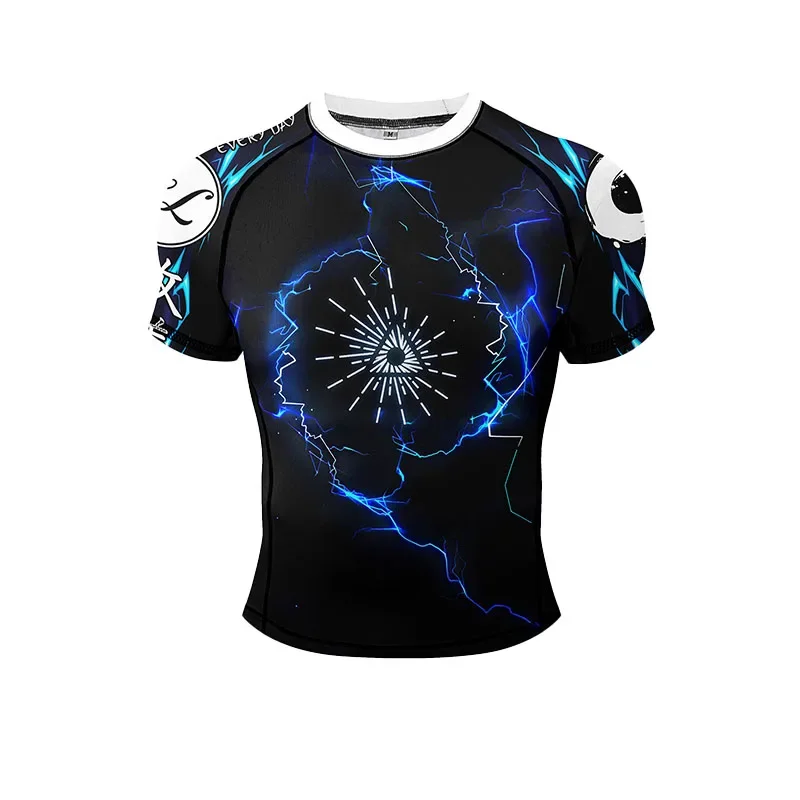 "No Taps Only Naps" Jiu-Jitsu Print Rash Guard, Schnelltrocknendes, atmungsaktives MMA-Trainings-Kompressions-Oberteil für Männer und Frauen – Detail 11