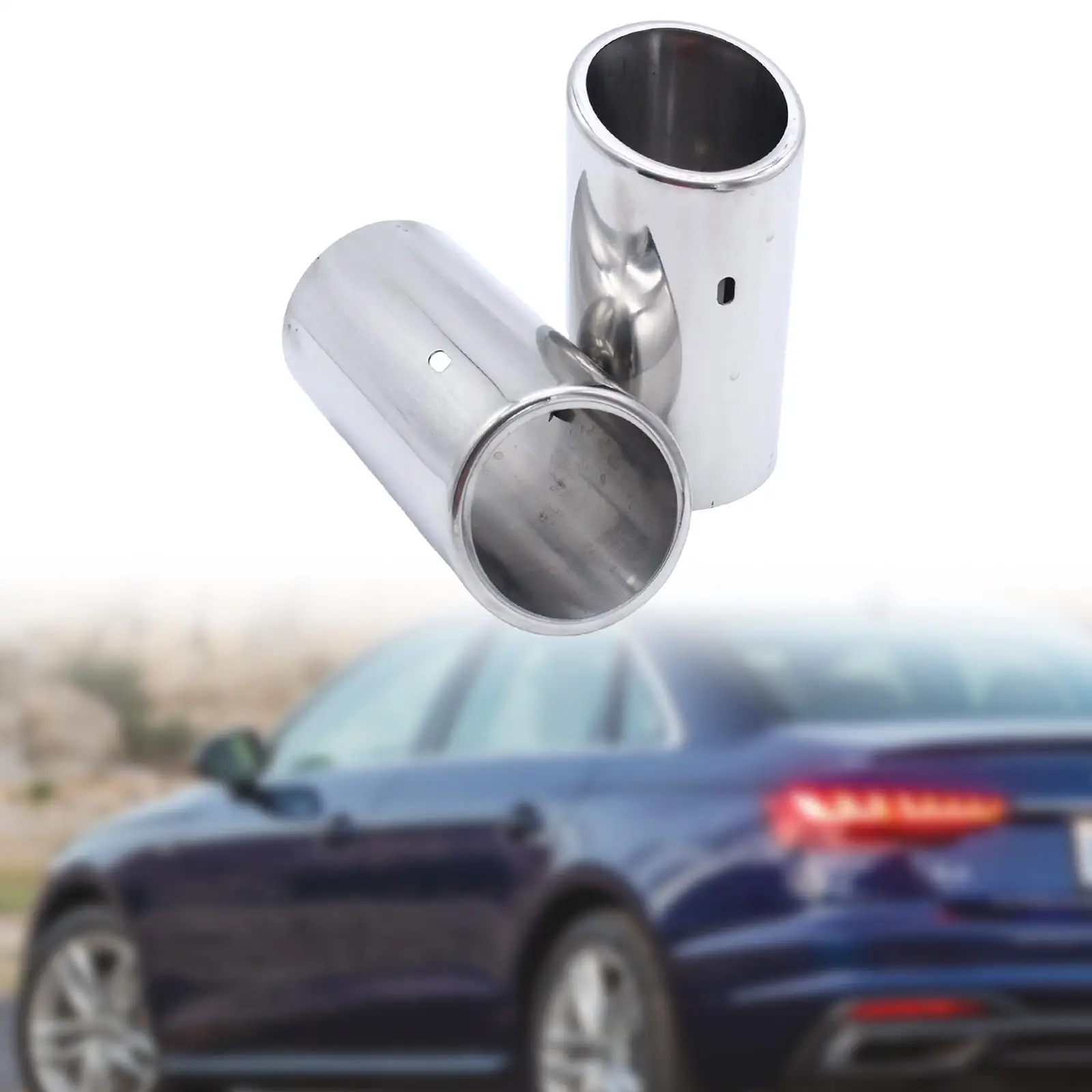 

2 Pieces Exhaust Tailpipe Left Rear Right Stainless Steel Automobile Tail Tip Outlet End for Audi A4 B8 1.8T 2.0T 2009-2012