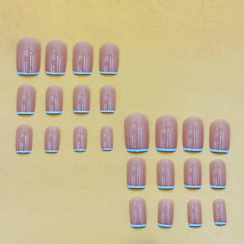 Destacável wearable manicure unhas falsas francesas cabeça quadrada cobertura completa imprensa em unhas dicas de unhas menina