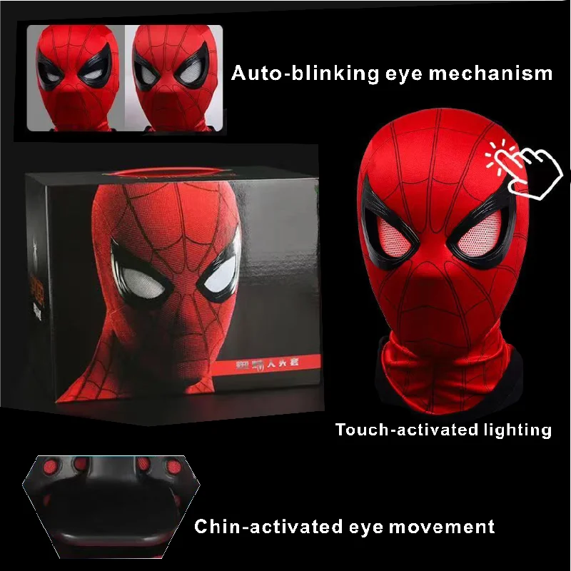 

Маска Питера Паркера «Человек-паук» с мигающим глазом Майлз Моралес «Человек-паук» Touch The Luminous, головной убор, реквизит для косплея, подарок для взрослых и детей