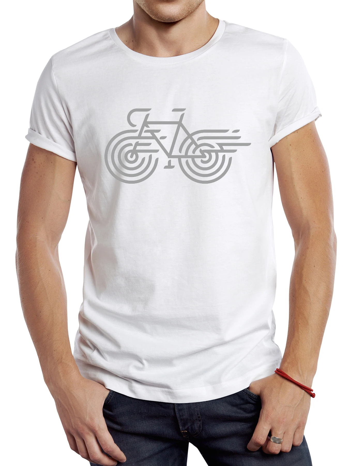 

FPACE Fashion MTB Men Geometric Bike Printed T shirt Retro Moutain Bicycle Sport Tops Hipster Biker Tee
