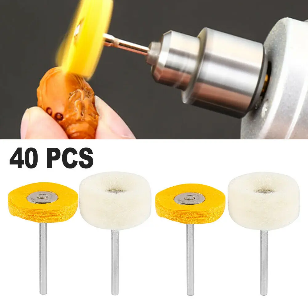

Complete 40Pcs Buffing Pad Set with Wool and Cloth Wheels Designed for Use with For Rotary Tools on Multiple Surfaces