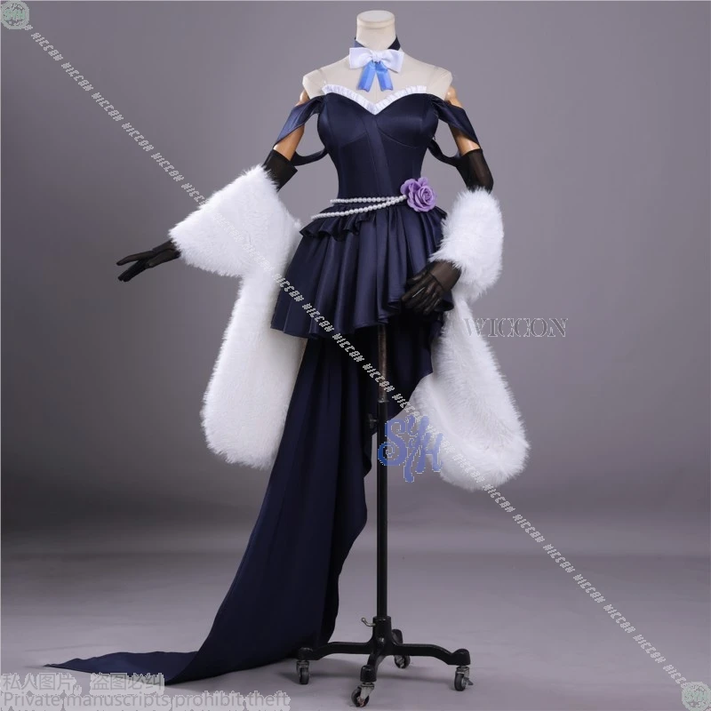 أنيمي النمر كوس التنين! Toradora تأثيري Aisaka Taiga مثير أنيق ثوب مسائي أزرق داكن لوليتا فستان طويل قطار حفلة الهالوين