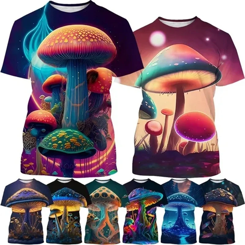 

New Mushroom Men's 3D Printing T Shirts Personality Fashion Men'swomen's Fun Round Neck Summer Casual Short-sleeved Tshirt Tees