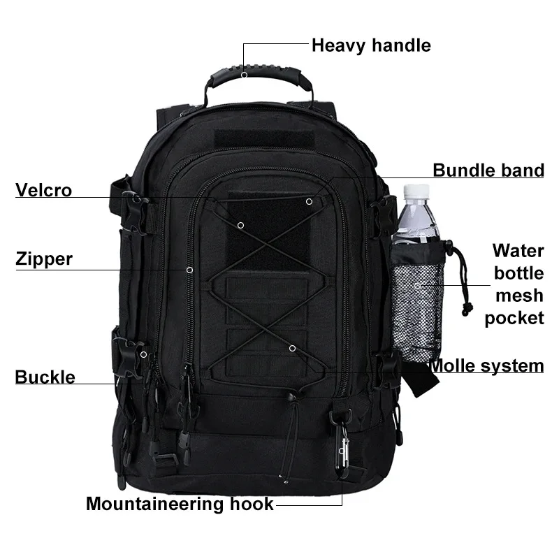 60L Large Capacit Bags,Outdoor Tactical Military Tactics Backpack,Travel Hiking Camping Fishing Tool Backpack for Men Women.