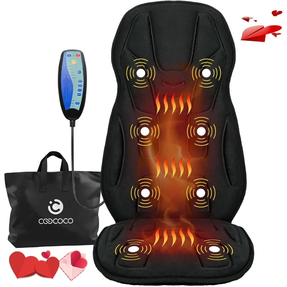 

Vibration Back Massager with Heat, Gifts for Him Men Husband, Massage Chair Pad with 8 Vibrating Motors & 2 Levels Heat