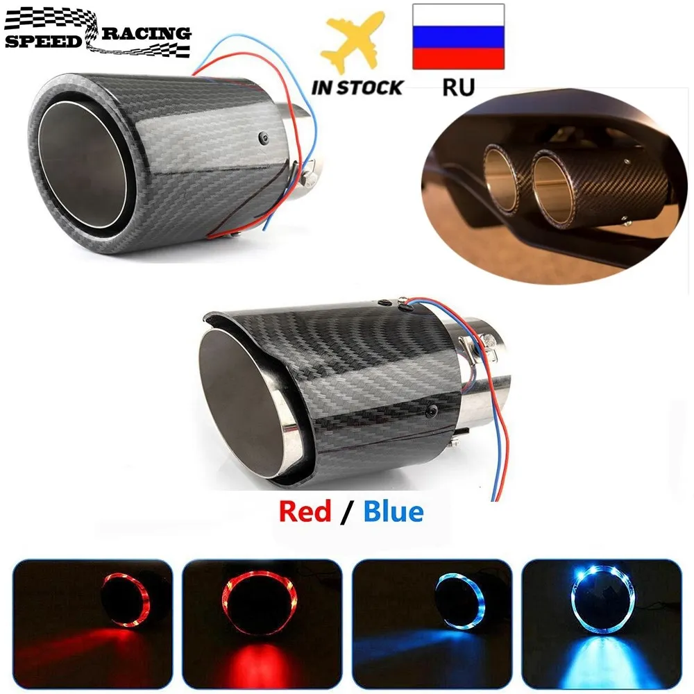 Auspuff Rot/Blau Licht Flaming Universal LED Tipp Rohr Gerade Auto Geändert Einzel Outlet