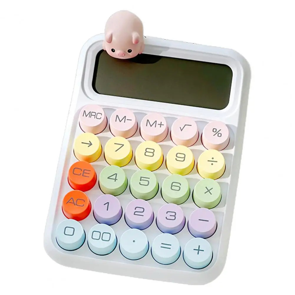 Cute Animal Desktop Calculator Large Display 12 Digit Precise Contrasting Color Women Girls Calculator Office School