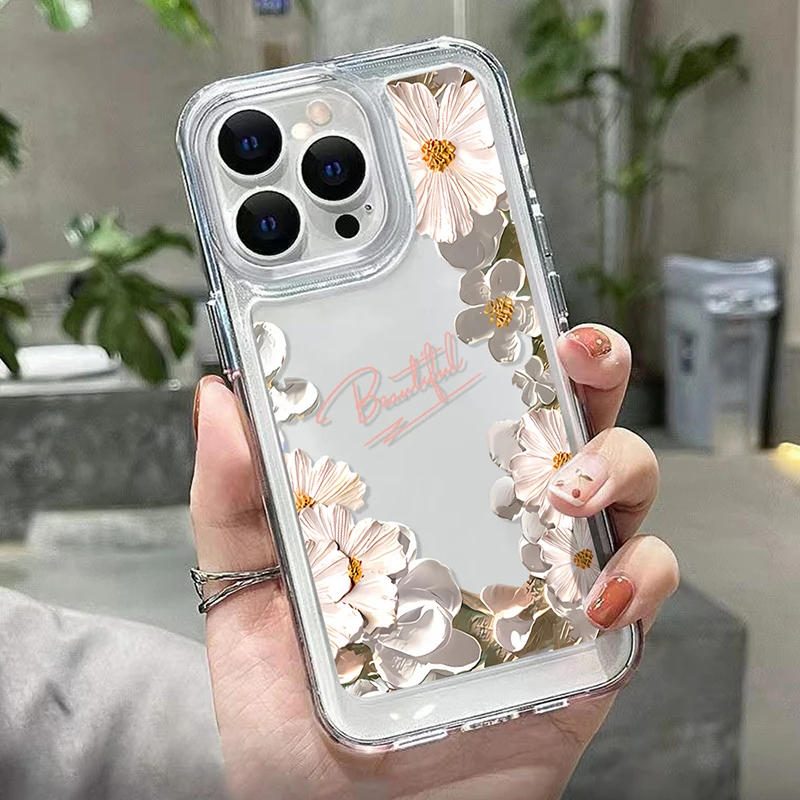 For Iphone 15 Mobile Phone Case Women Butterfly Flower Pattern Mobile Phone Case Transparent Mobile Phone Case Accessories image 3