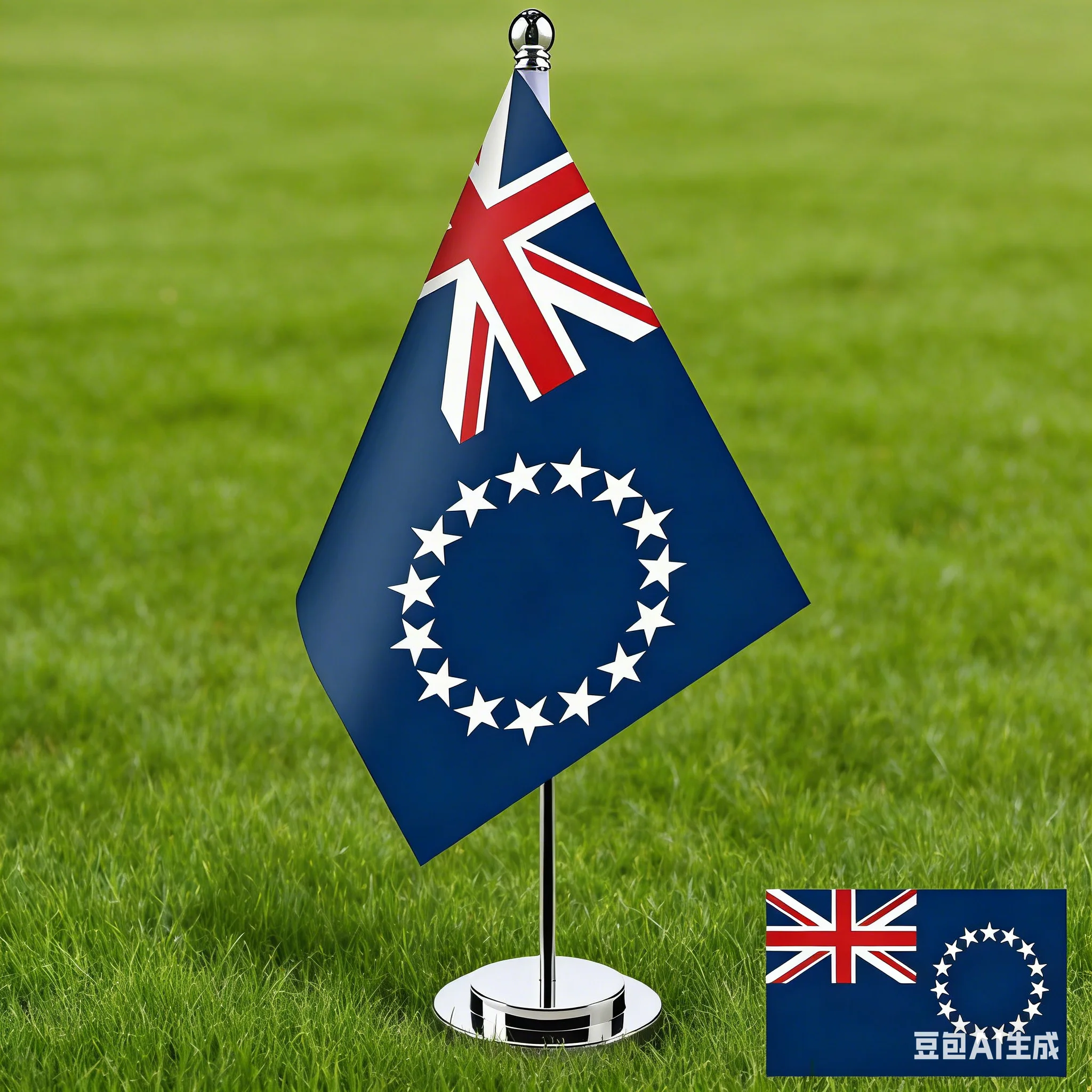 Office Desk Flag of Cook Islands Flag 14x21cm Polyester Desk Ornaments Flags with Flagpole Cook Islands Flag Table Banner