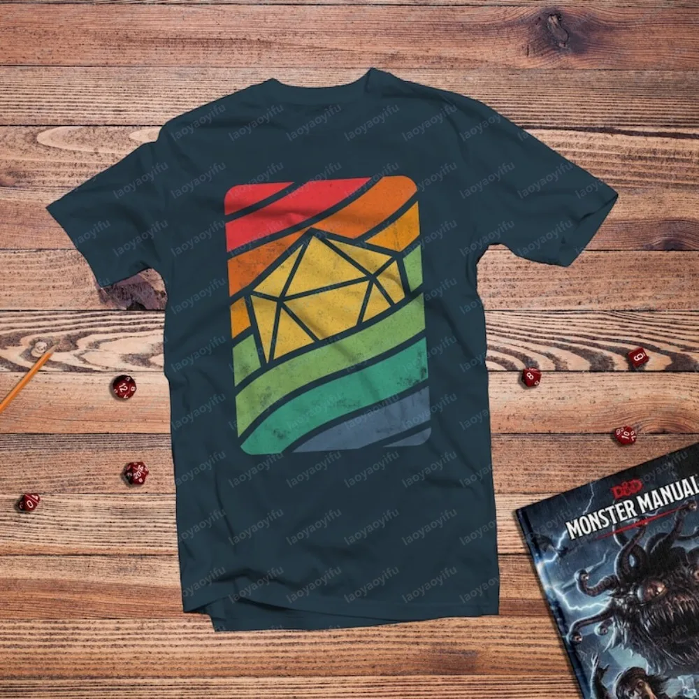 Dungeons and Dragons Dice D20 Graphic Printed T Shirt Gift for Board Game Lovers T-shirt RPG Role-playing Game Player Clothing
